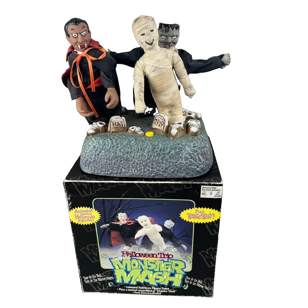 Vintage Gemmy Halloween Monster Mash Trio - Sings W/ Box (Doesn't Dance) Tested